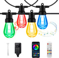 Outdoor String Lights 100FT - (2 pack 50FT) RGBW Color Changing String Lights for Outside with APP & Remote Control, Dimmable Patio Lights Outdoor Waterproof, Music Sync, Shatterproof, Linkable, Timer