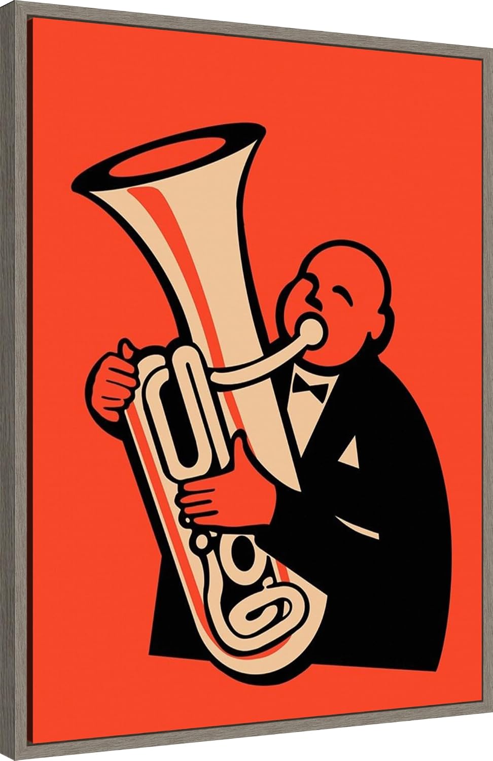 Amanti Art Framed Canvas Wall Art 30x23 The Tuba by Mark Rogan, Framed Wall Art Canvas, Music Artwork, Country Rustic Decor, Large Poster Painting for Living Room, Bedroom, Bathroom, Kitchen, Office