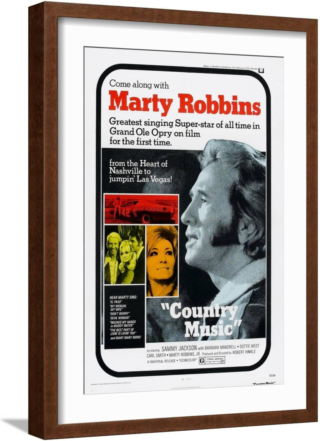 ART.COM Wall Art Print Country Music, Marty Robbins, Tammy Wynette, 1972 on Brown Frame, 16' x 22'