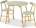 Best Choice Products 3-Piece Oval Dining Table Set, Modern Small Kitchen Dinette w/ 2 Chairs, Metal Frame, Curved Backrests - Sage Green/Gold