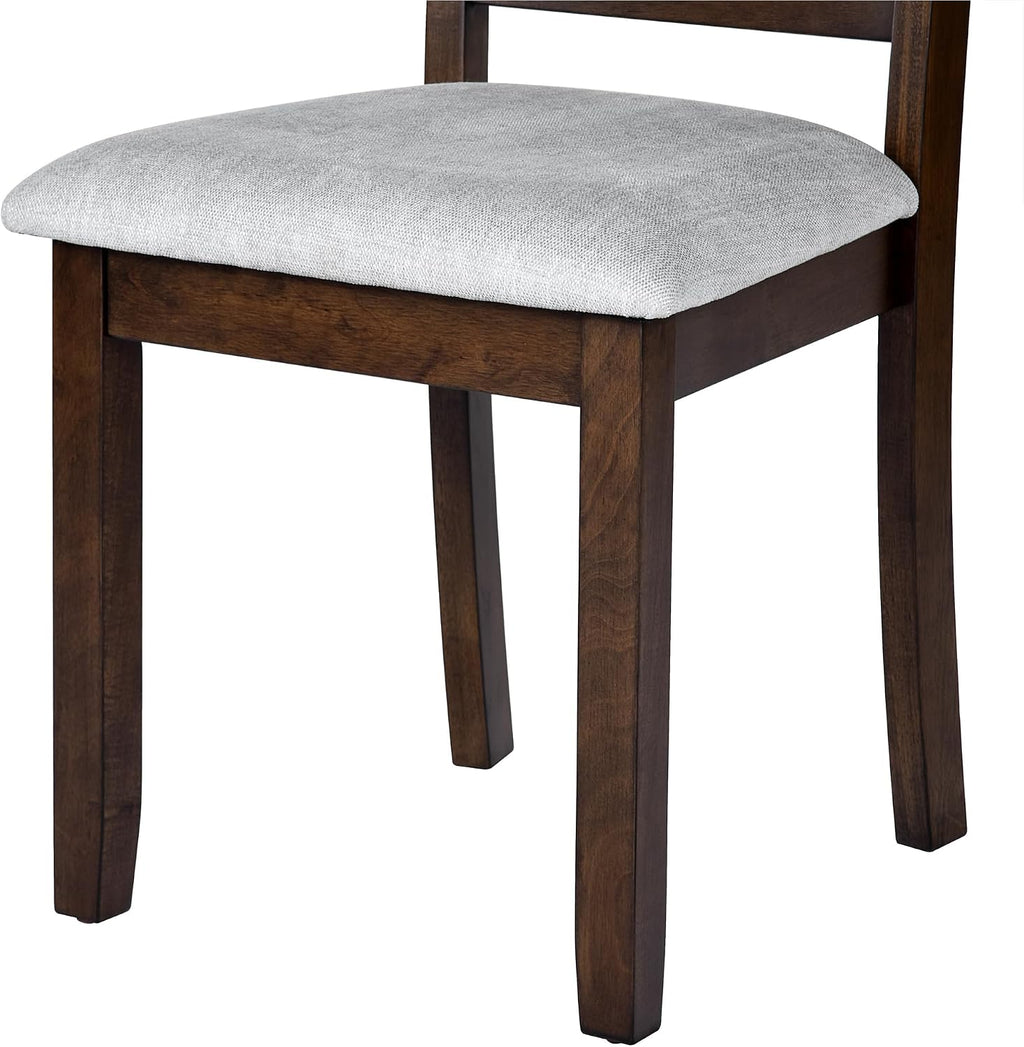 Harper & Bright Designs 3-Piece Wood Drop Leaf Dining Table Set with 2 X-Back Chairs, Space-Saving Breakfast Nook Dining Set, Brown + Grey Cushion