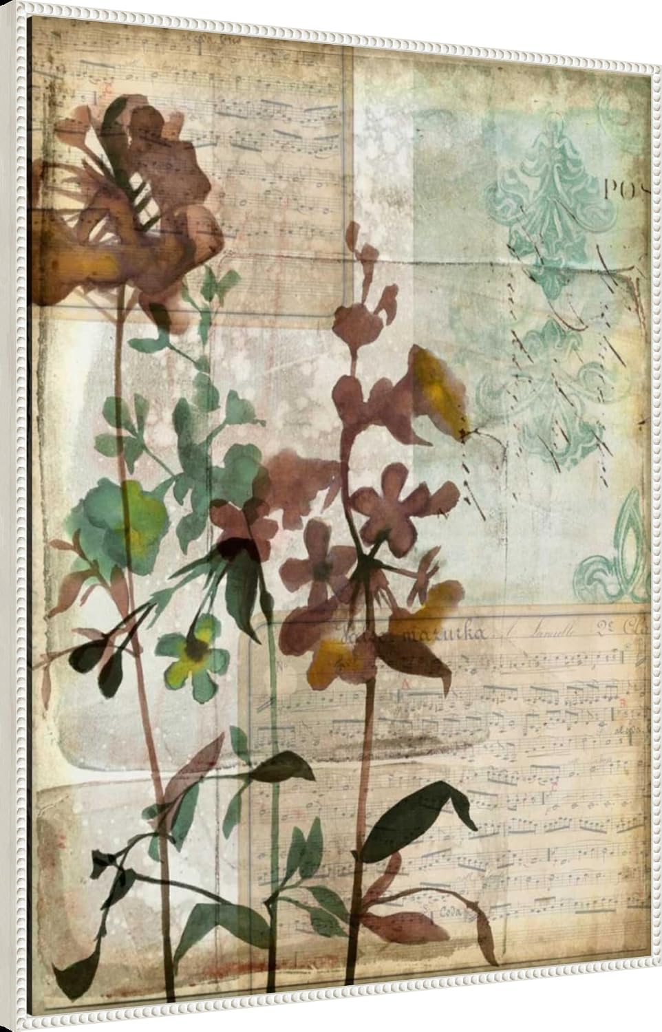 Amanti Art Framed Canvas Wall Art 42x32 Music Box Floral I by Jennifer Goldberger, Framed Wall Art Canvas, Flowers Artwork, Traditional Decor, Oversize Poster Painting for Living Room, Bedroom,