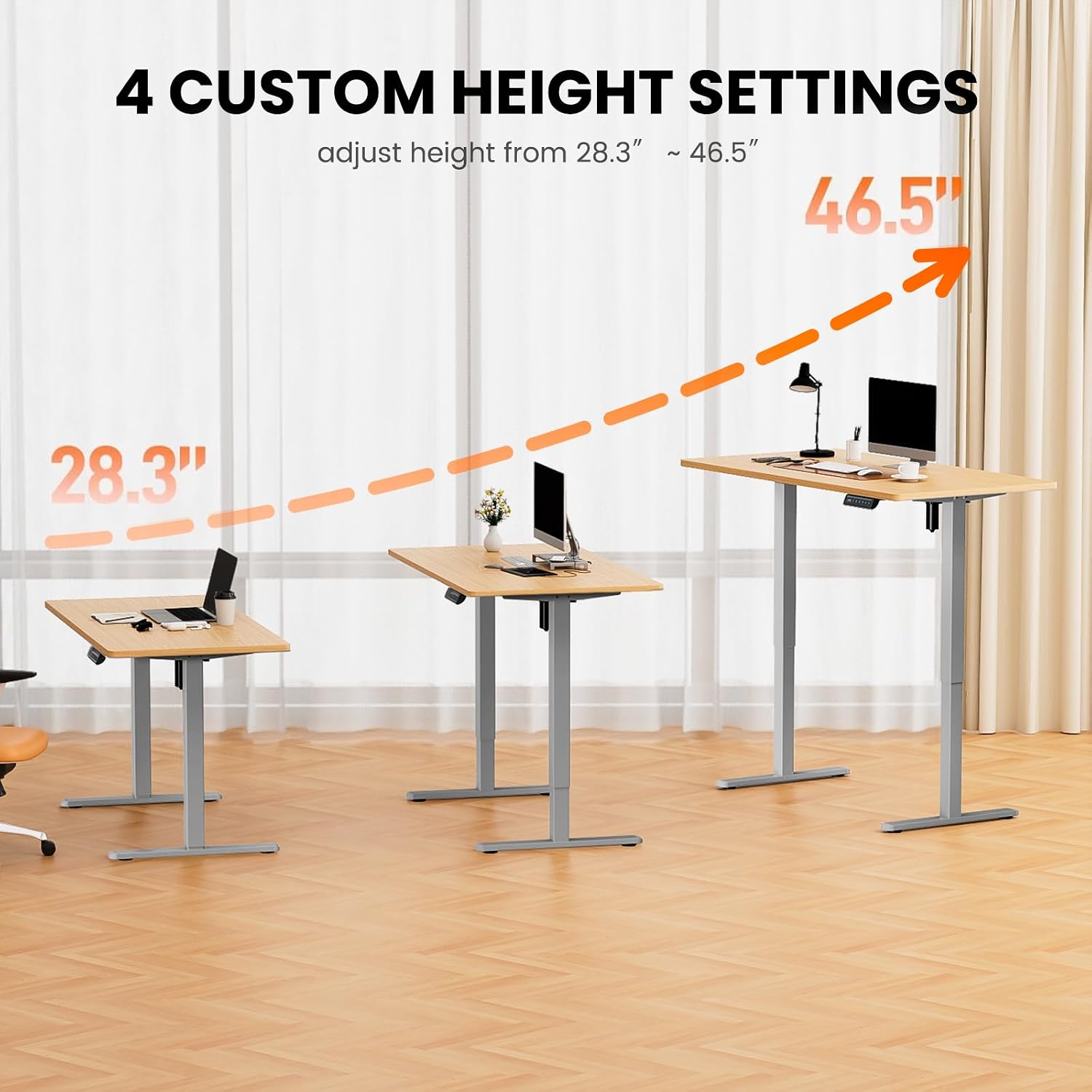 ErGear Electric Stand up Desk Frame,4 Memory Height Settings Height Adjustable Table Legs, Sit Stand Desk Frame Up to 47.2' , Ergonomic Standing Desk Base Workstation, Grey Frame Only