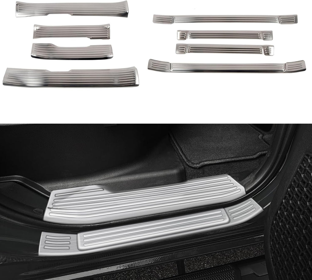 CTH for Toyota Tacoma 4-Door 2024-2026 Car Side Door Pedal Door Kick Protector Cover Trim Stainless Steel Car Accessories 8pcs (Interior + Exterior, Silver)