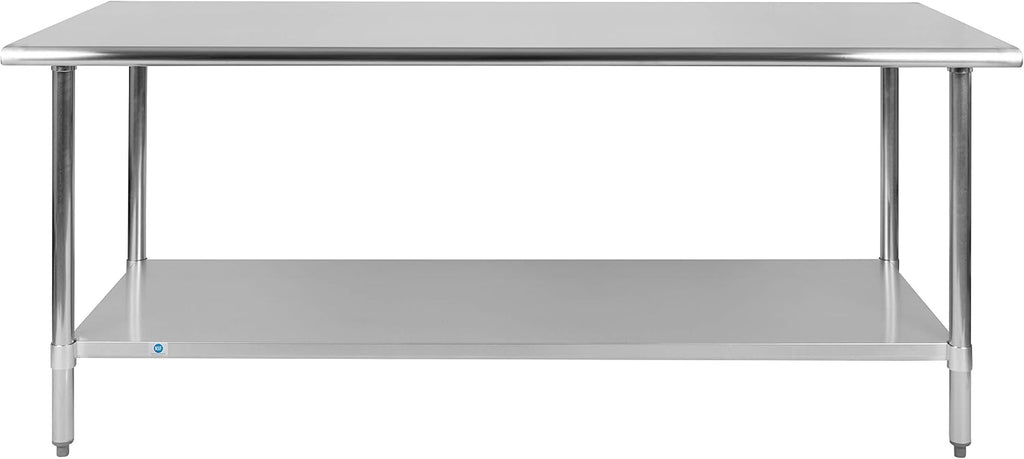 Flash Furniture Reader NSF Certified Stainless Steel Kitchen Prep and Work Table, Commercial Work Table with Undershelf Storage, Silver