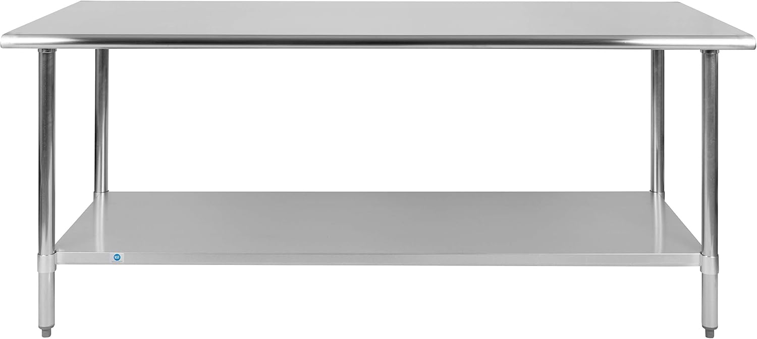 Flash Furniture Reader NSF Certified Stainless Steel Kitchen Prep and Work Table, Commercial Work Table with Undershelf Storage, Silver