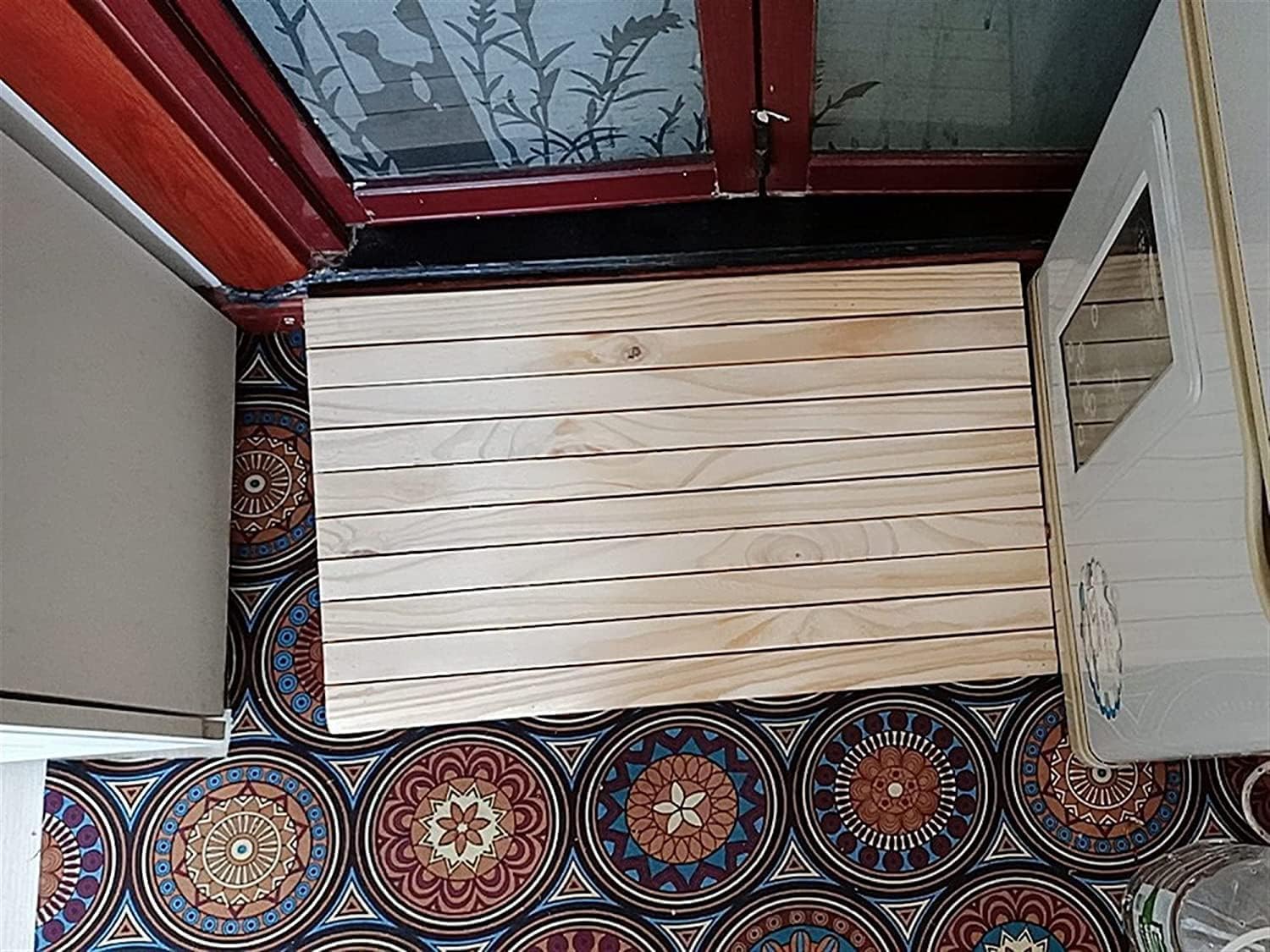 Portable Wooden Threshold Ramps, Wheelchairs Scooters Bicycles Barrier Free Access, for Home/Hotel Stairs Entrance Doorway(35x38.8x14cm)