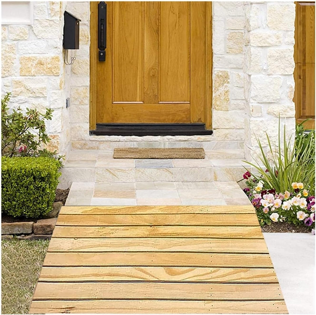 Wooden Threshold Loading Ramps, 8/10/12/15/18cm Rise Wheelchair Ramp for Doorways Stairs Patio, Portable Non-Slip Entry Ramp Cars Scooters
