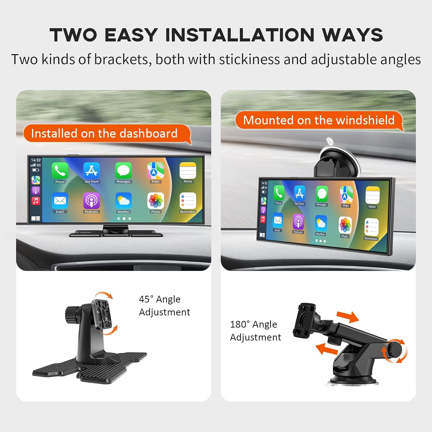 Largest 11.5' Portable Carplay Screen for Car, 4K Wireless Car Play & Android Auto, Upgrade Touchscreen with Dash Cam, App Control/Loop Recording/Backup Camera/Mirror Link/GPS/FM for All Vehicles