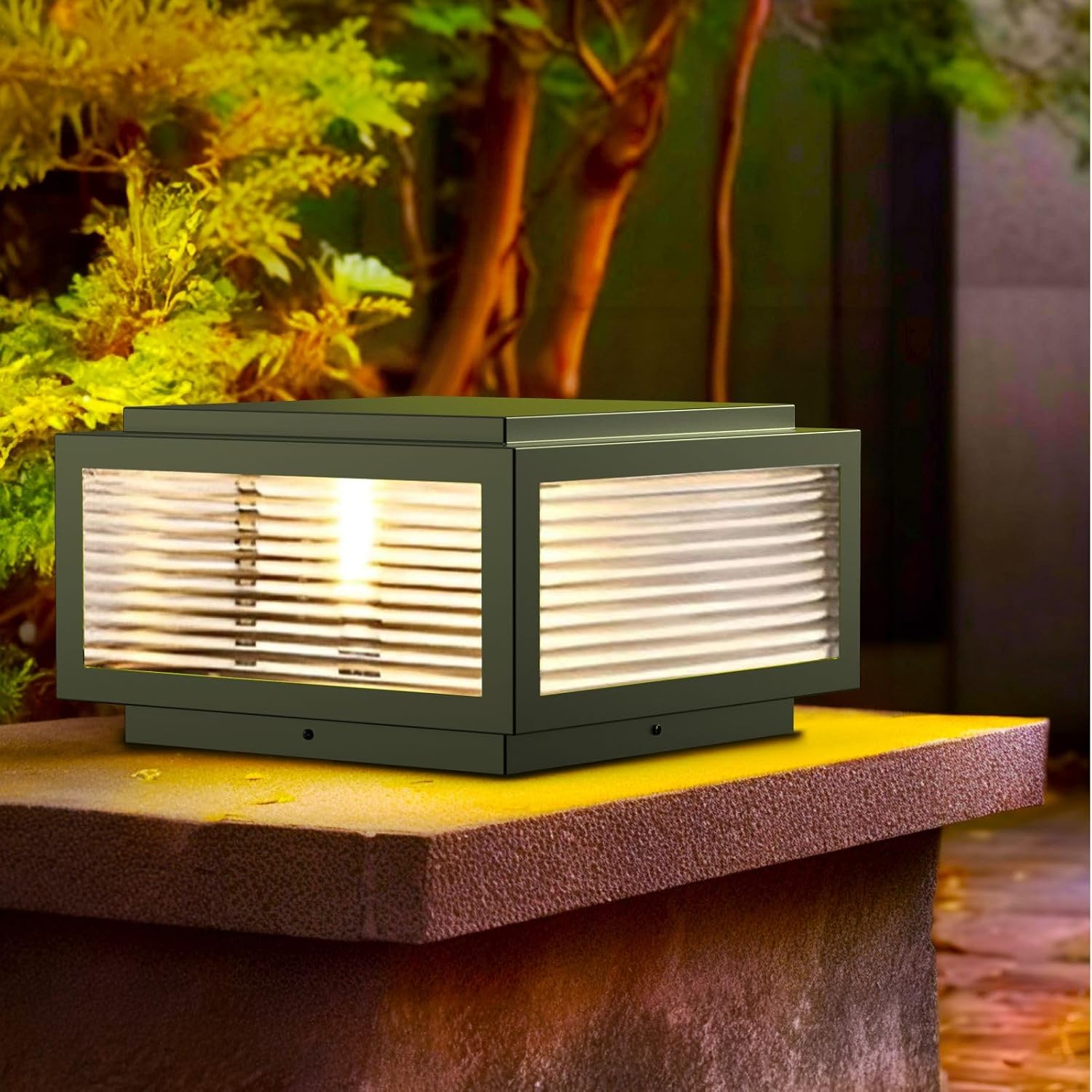 Outdoor Post Light,16X16 in Large Wired Lantern Column Lamp,Garden Light,for Mailbox, Flat Surface Patio Garden Decoration with IP54 Waterproof E26 Replaceable Light Bulb Post lamp