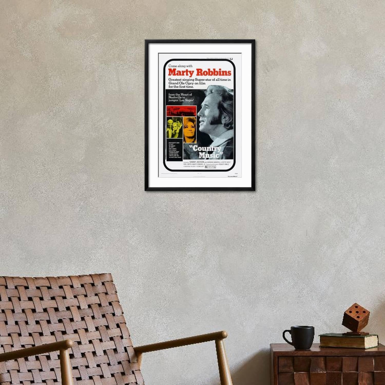 ART.COM Wall Art Print Country Music, Marty Robbins, Tammy Wynette, 1972 on Black Frame, 21' x 29'
