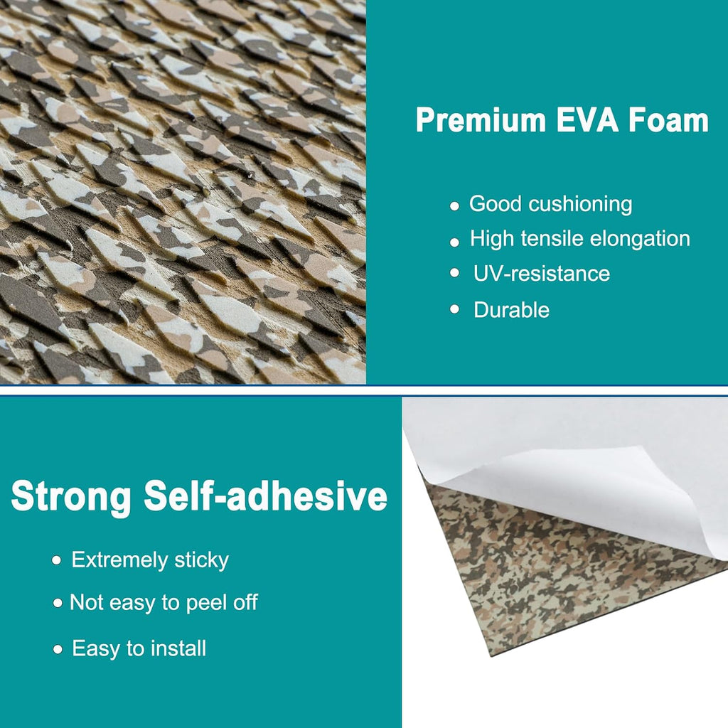 Hjdeck Boat Flooring EVA Foam Boat Decking Marine Carpet Non-Slip Decking Sheet Self-Adhesive Marine Flooring for Fishing Boat Kayak Yacht RV Swimming Pool Golf Cart 94.5'x23.6'/16.1'/11.8'