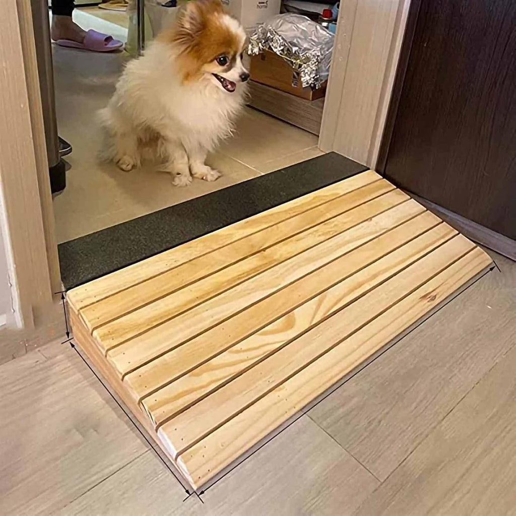 JYDQM Wheelchair Ramp Portable Wooden Threshold Ramps for Doorways, Pets/Kids/Elderly/Disabled Entryway Ramp Wheelchair Ramp 3/4/5/6 Inch Rise, Non Slip Curb Ramp(Size:25.8 x 30 x 7cm)