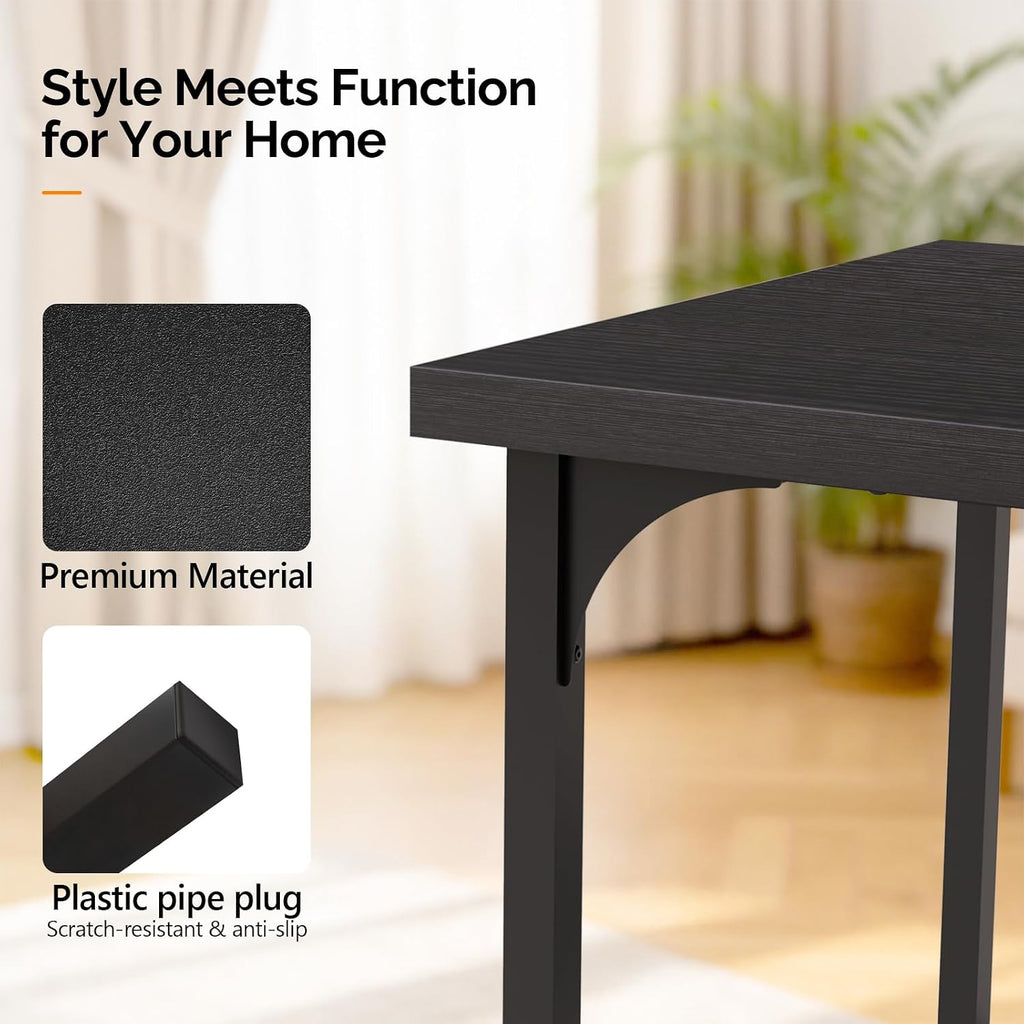 VINGLI Large Dining Table for 8, 70.8in Long Kitchen Table, Rectangular Dinner Table for Dining Room, Farmhouse Wood Kitchen Table for Family Home Office, Black