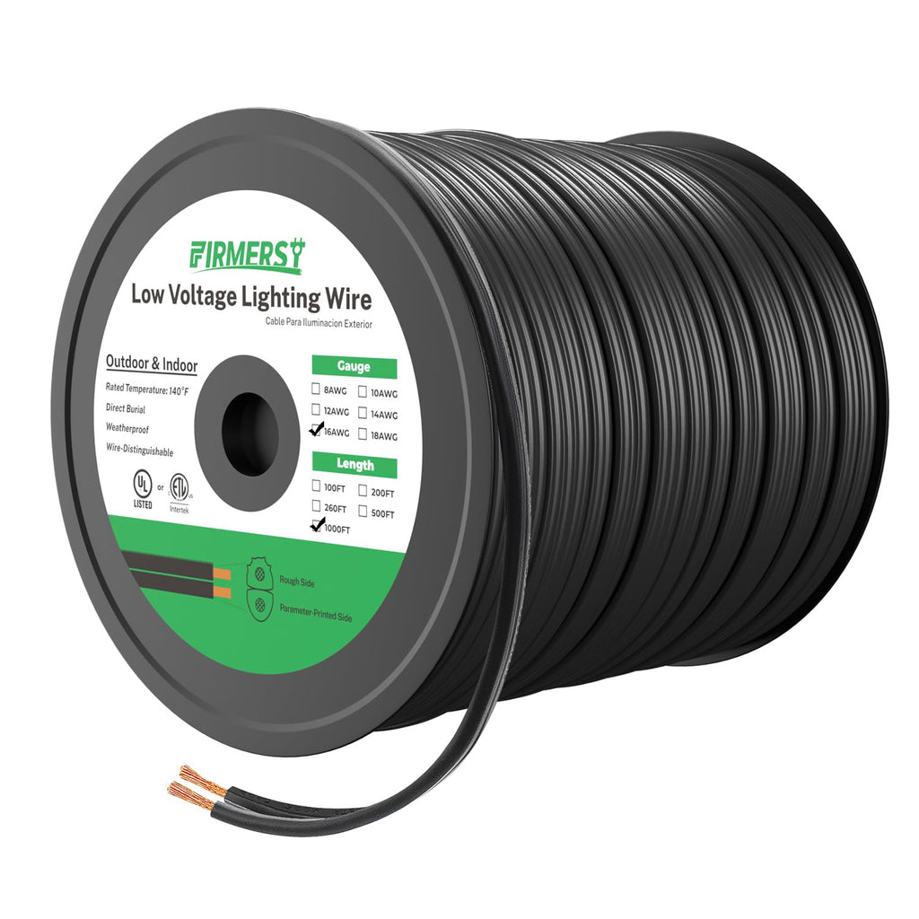 FIRMERST 16/2 Pure Copper Low Voltage Landscape Wire Outdoor Lighting Cable 1000 Feet