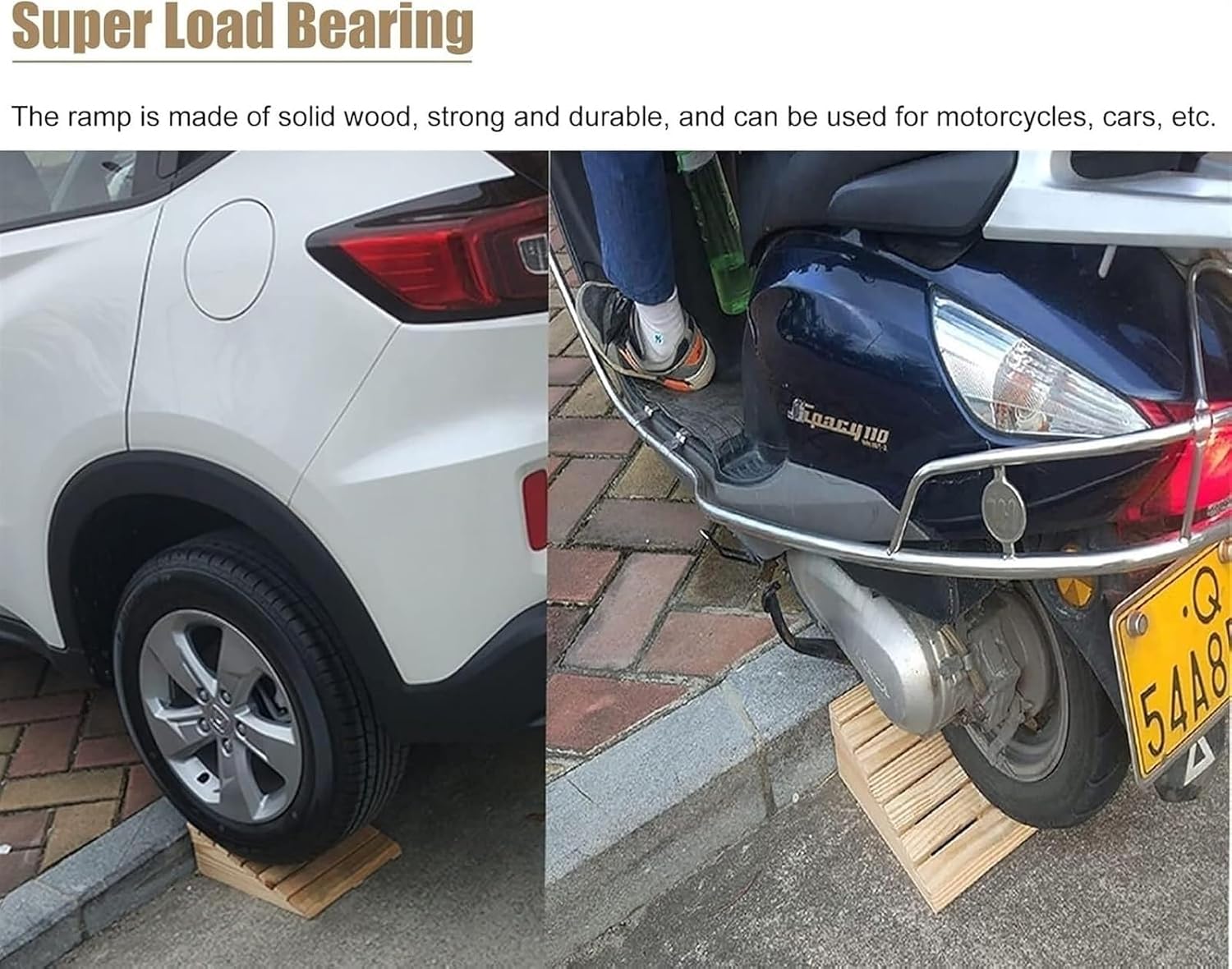 Wooden Threshold Ramp for Doorways, 5/6/7/8/10 Inch Rise, Non-Slip Wheelchair Ramp for Front Door, Garage, Motorcycle, Scooter, 660lbs Capacity