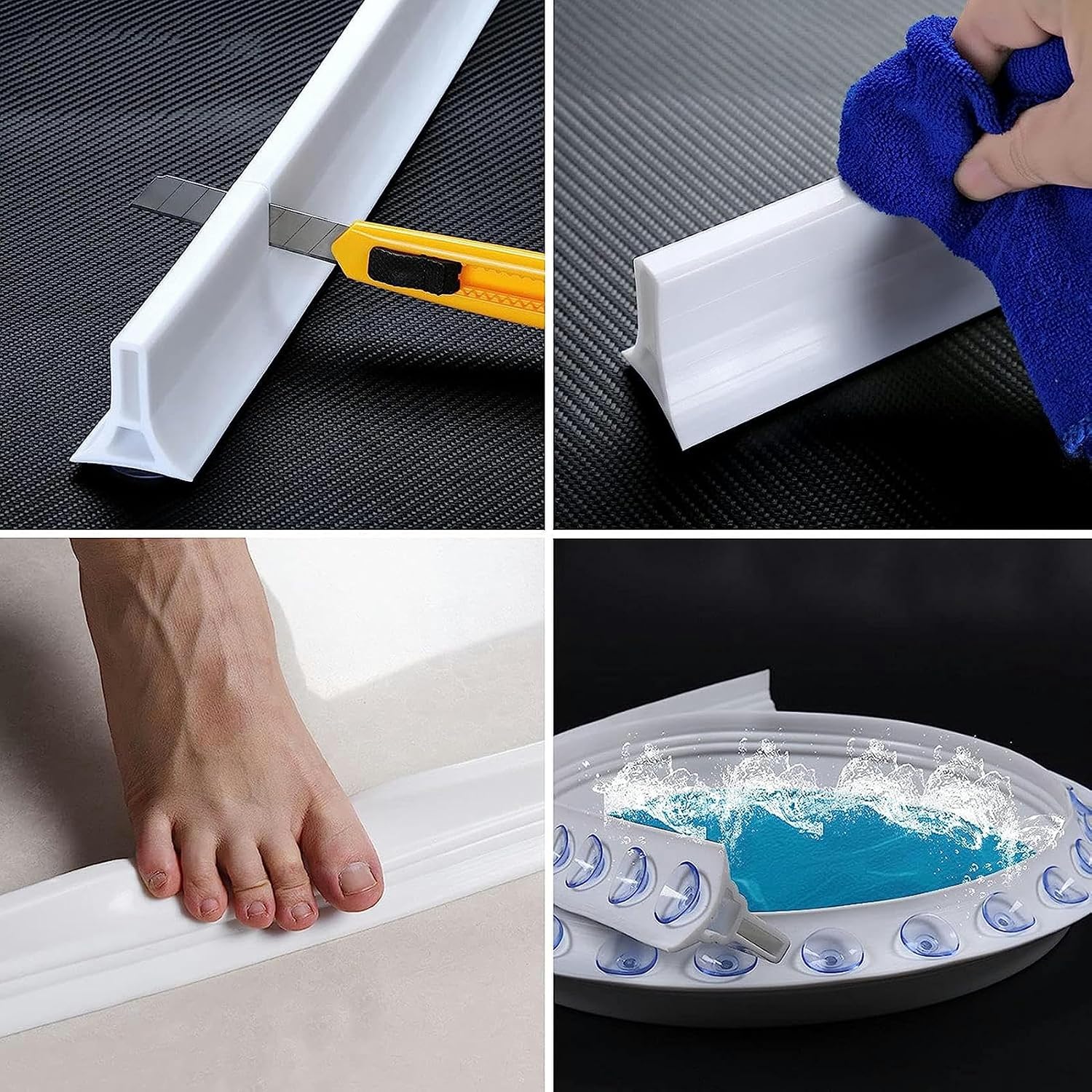 Silicone Water Barriers Floor Partition Strips Shower Door Dam, Collapsible Shower Threshold Water Dam Barrier, Bathroom Kitchen Water Stopper for Wet and Dry Separation