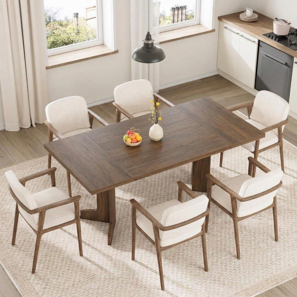 Garvee 71' Large Dining Table for 6 to 8 People, Modern Dinner Table with Unique Wooden Legs, Rectangle Dining Table for Kitchen, Dining Room & Living Room, Walnut