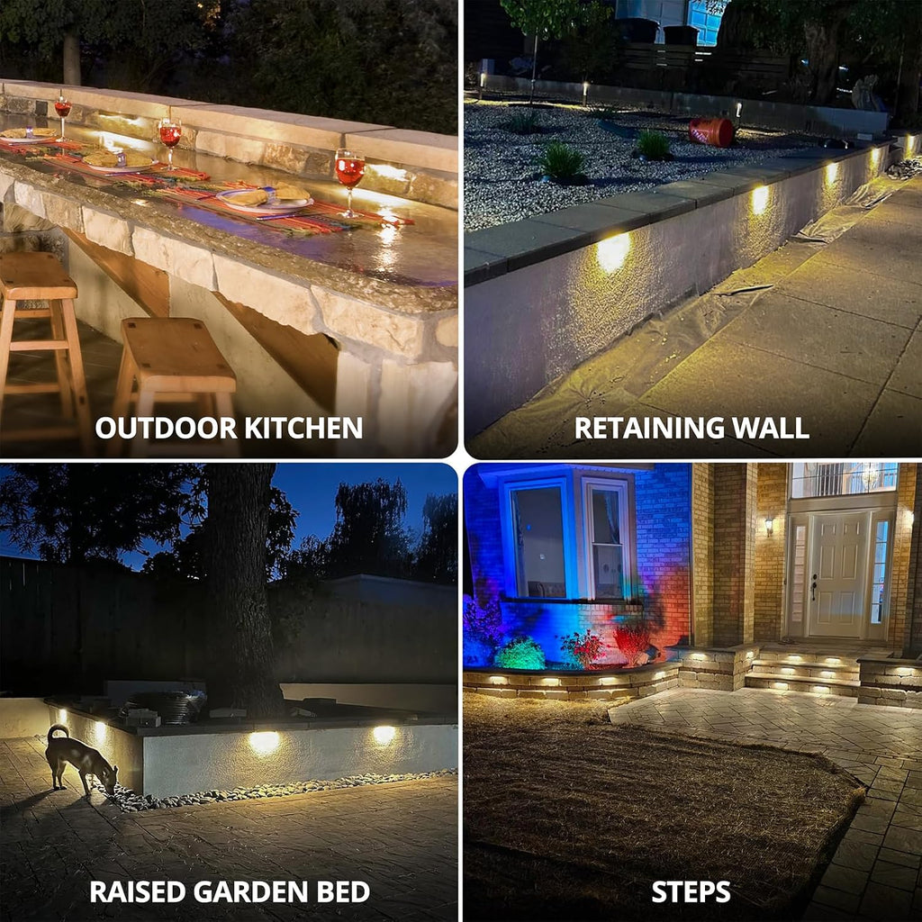GKOLED 20Pack 6.8 Inches Hardscape Lights, Low Voltage Retaining Wall Lighting with Frosted Lens, 12V AC/DC Paver Light with 1.5W 2700K LED Chips, Outdoor Landscape Step Lights, Die-cast Aluminum