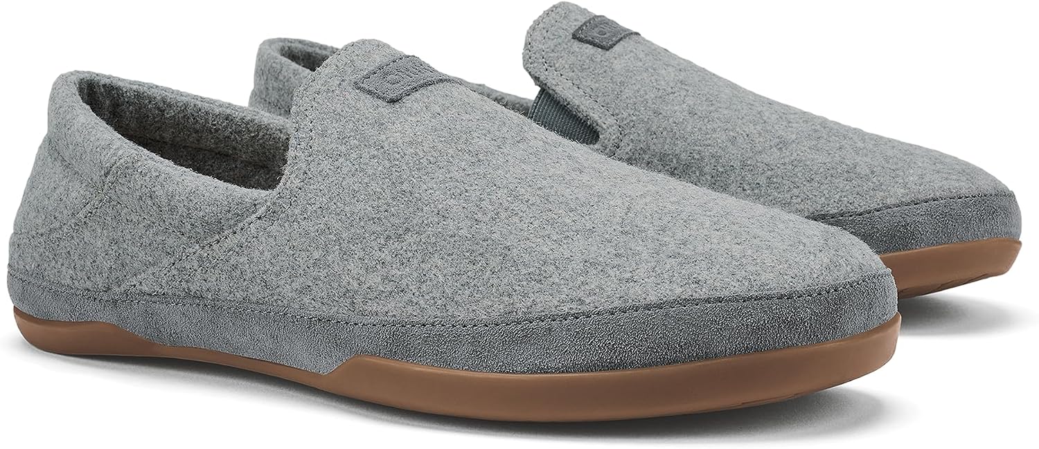 OLUKAI Kalawa Men's Slip-On Shoes, Soft & Comfortable Wool Blend Slippers, Warm & Breathable Fleece Lining, All-Day Comfort & Wear