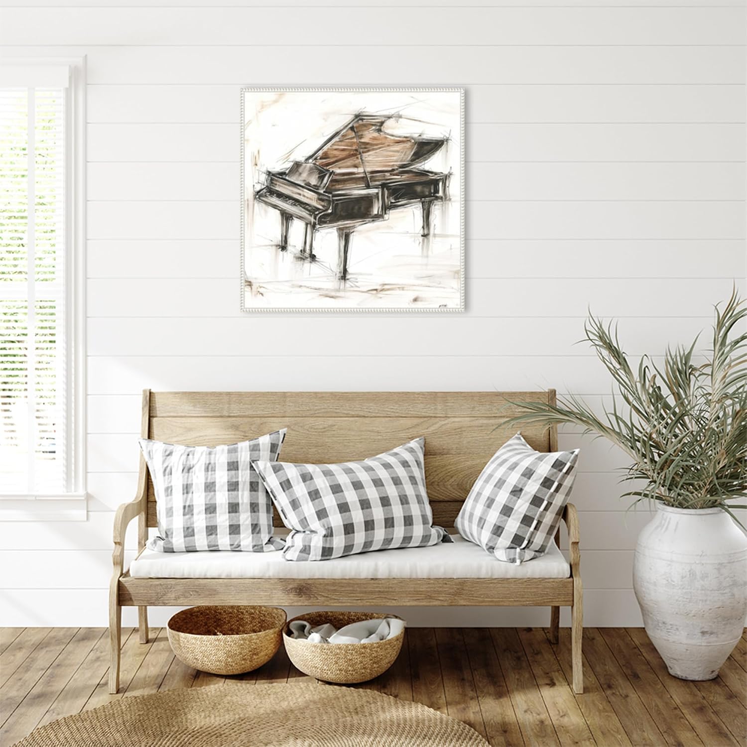 Amanti Art Framed Canvas Wall Art 30x30 Grand Piano Study by Ethan Harper, Framed Wall Art Canvas, Music Artwork, Traditional Decor, Large Poster Painting for Living Room, Bedroom, Bathroom, Kitchen,