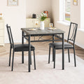 Garvee 3-Piece Wood Dining Table Set for 2, Compact Square Kitchen Table Set with 2 Upholstered Chairs, Space-Saving Dining Table Set for Apartment, Studio, Kitchen, Small Space, Gray