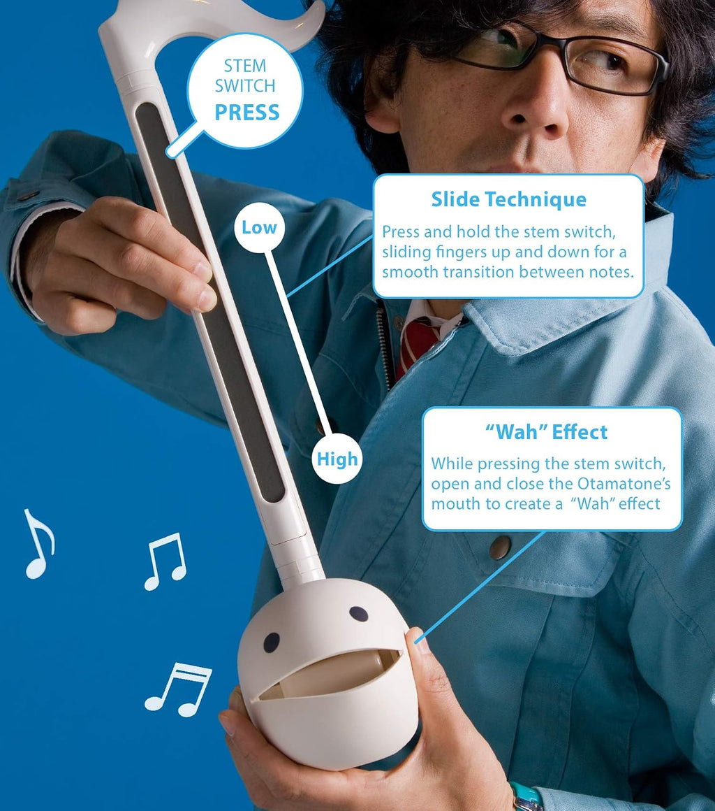Otamatone Techno [Japanese Edition] Electronic Musical Instrument Synthesizer [Music Link Connect] with a Smartphone (iPhone and iPad iOS/Android App) from Japan by Cube/Maywa Denki, White