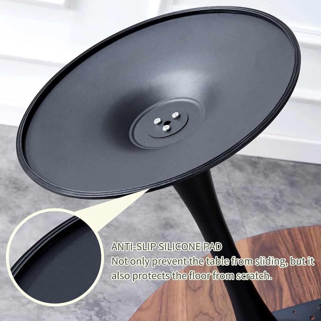 42' Tulip Table for 4-6 Persons Modern Round Dining Room Table, Mid-Century Modern Walnut Small Kitchen Table with MDF Wooden Top, Leisure Coffee Table for Living Room, Dining Room, Office