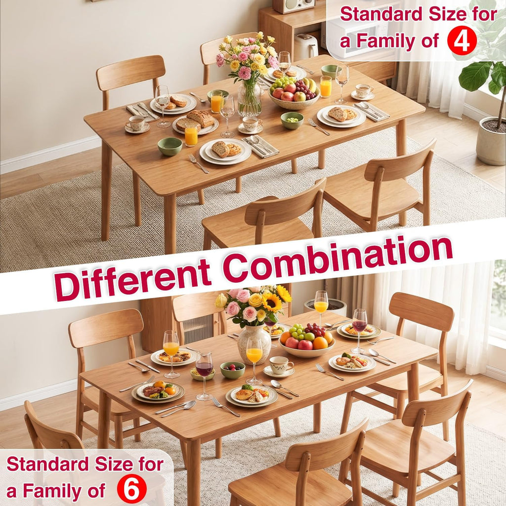 FDW 47 Inches Dining Table, Dining Room for 4 People, Small Rectangular Table for Kitchen, Quick Assembly, Small Spaces Modern Home Furniture Dinner Table, Natural