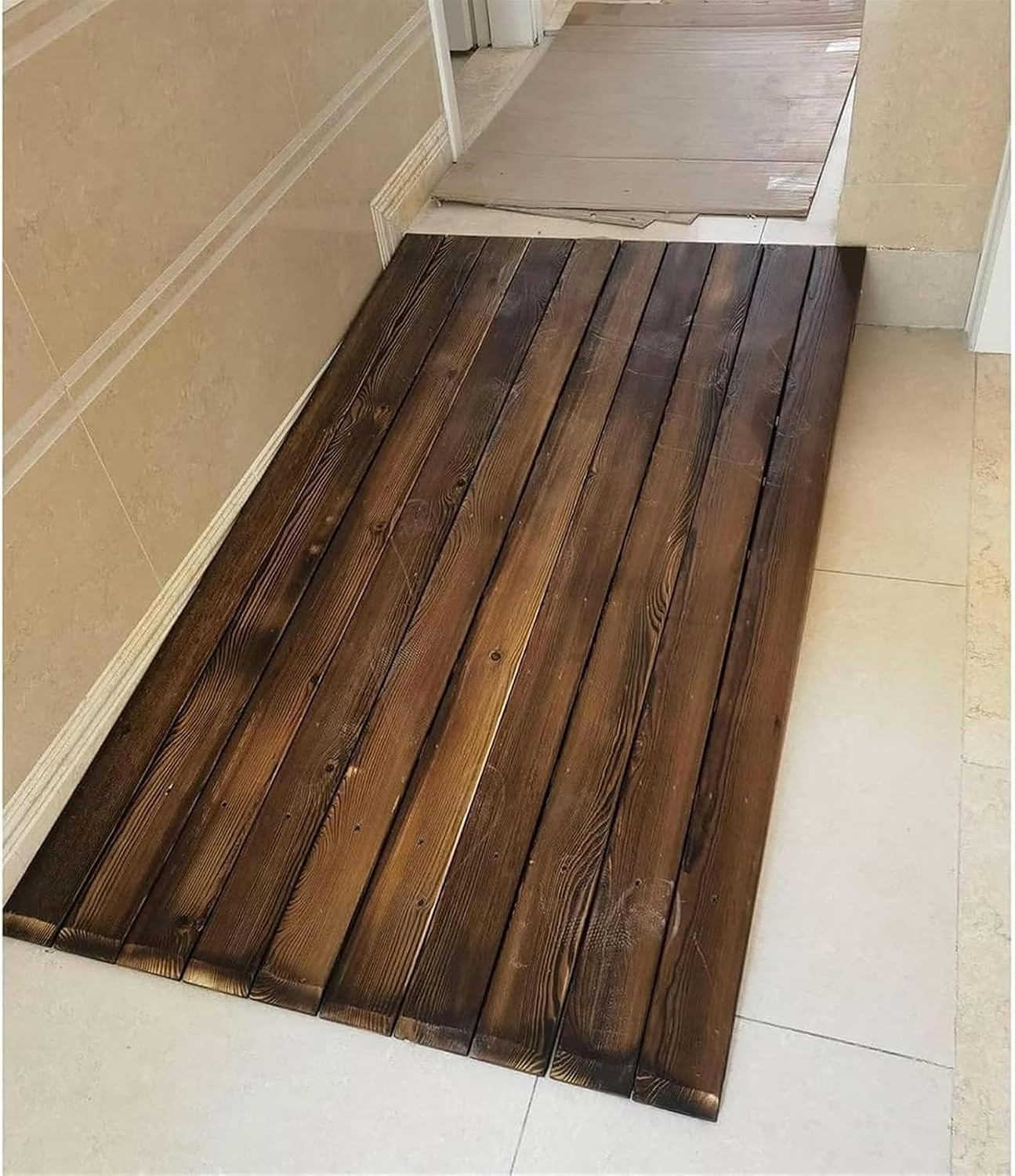 Threshold Ramp, Wooden Threshold Ramp for Doorway - Pine Threshold Ramp - Wood Angled Entry - Rated 880lbs Load Capacity - for Wheelchair and Scooter