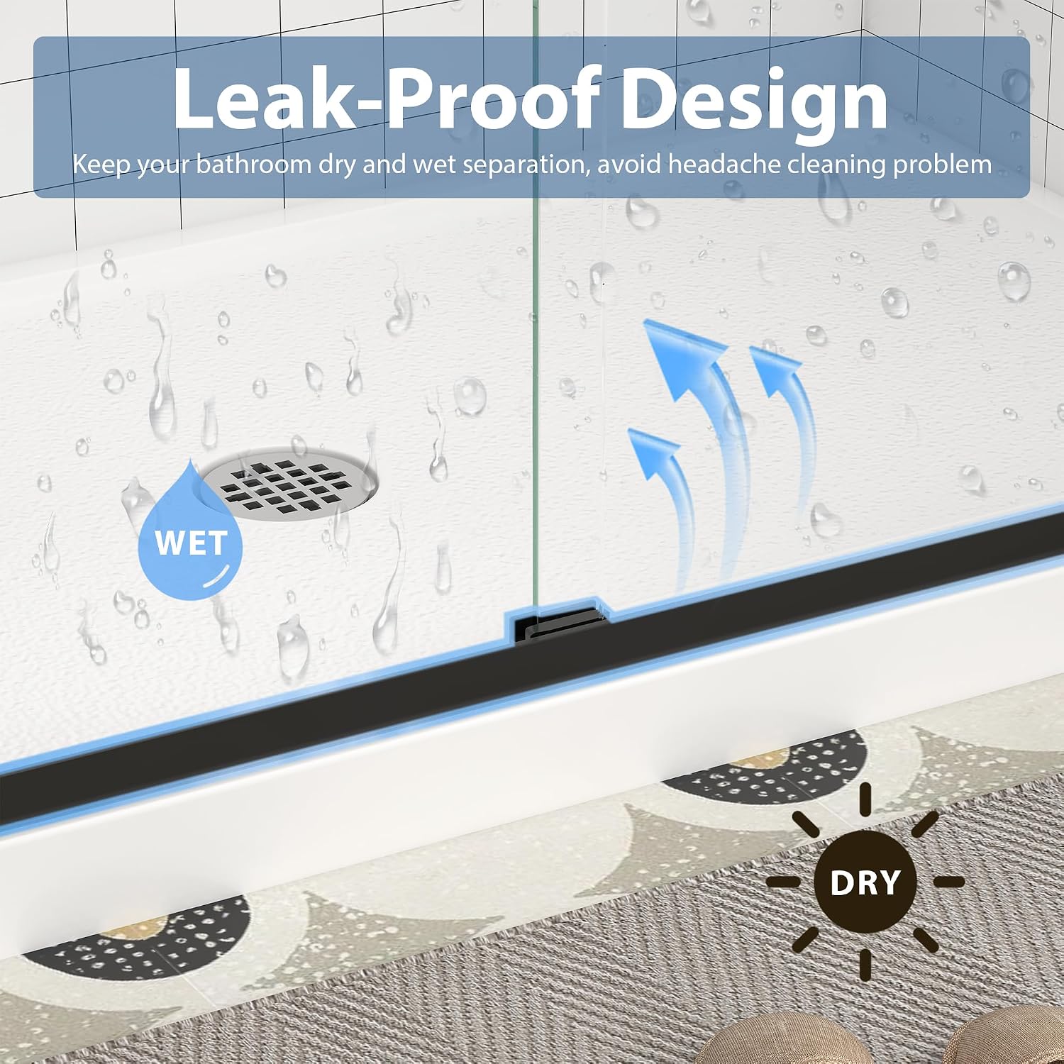 43-48' W x 70' H Upgraded Double Sliding Shower Door, Semi-Frameless Shower Door with Explosion-Proof Film and Nano Coating, 1/4' (6MM) SGCC Tempered Glass, Matte Black Finish