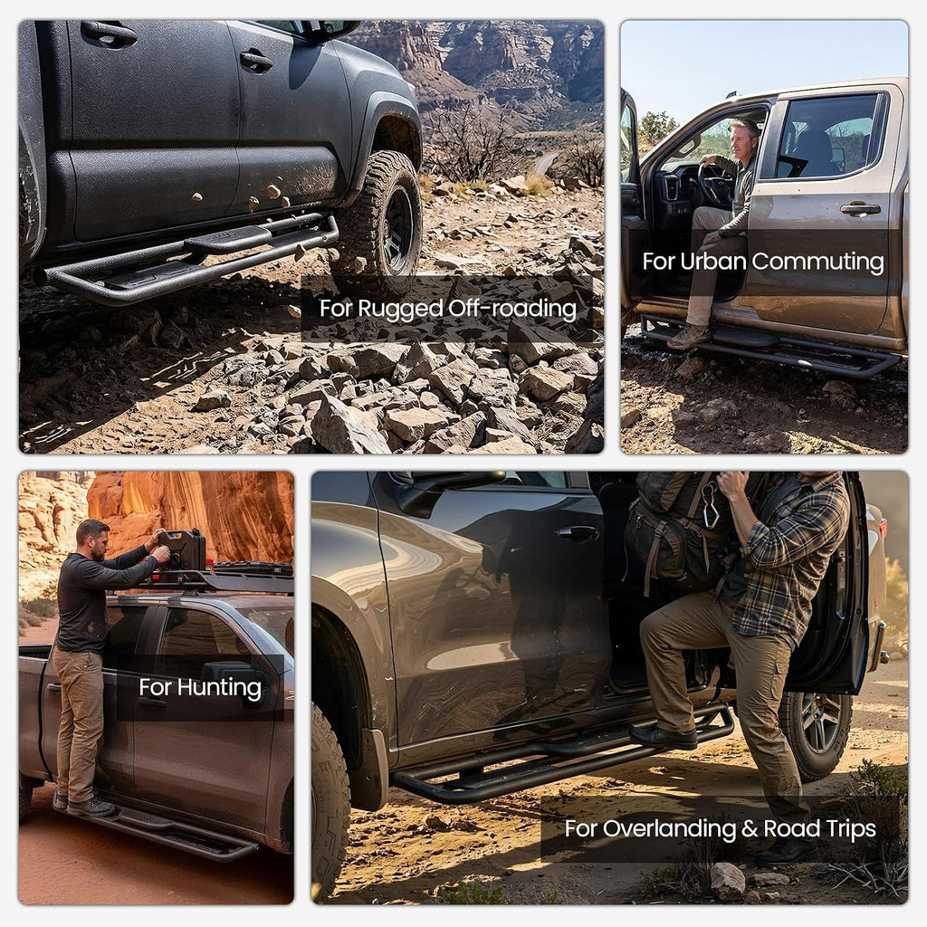 PZ 6' Rustproof Running Boards Side Steps Compatible with Dodge Ram 1500 Quad Cab/Extended Cab 2009-2018, 550 lbs Black Heavy Duty Carbon Steel Step Rails Nerf Bars