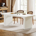 Tribesigns Modern Dining Table for 6 People, 62-Inch Wood Kitchen Table with Double Robust Pedestal, Large Rectangle Wooden Dinner Table for Dining Room (White)