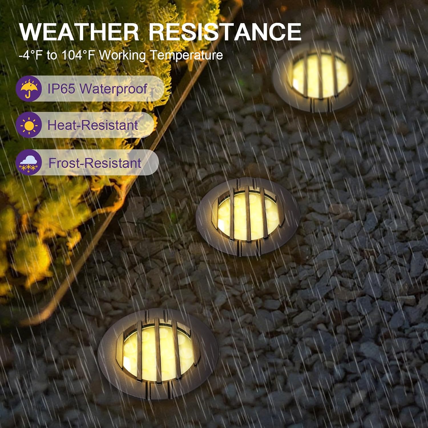 6W Well Lights, Grated Top, 3000K, 12-24V AC/DC, Outdoor In-ground Lights with Wire Connectors, IP65 Waterproof Low Voltage Lighting for Garden Fence Pathway Deck, ETL Certified, 8 Pack