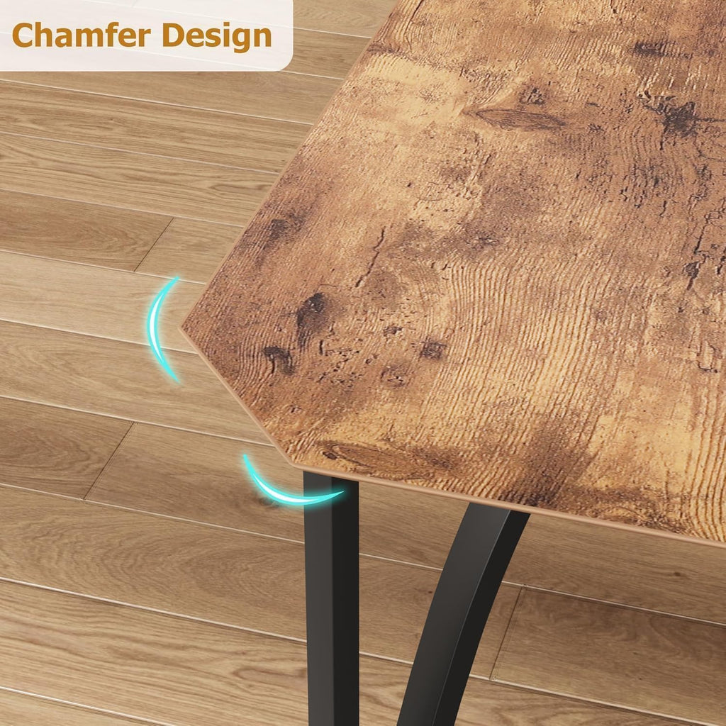 IDEALHOUSE Dining Table Set for 4, Kitchen Table Set of 4 with Upholstered Cushion Chairs, Dining Room Table Set with Kitchen Chairs, Easy to Assemble, Suitable for Apartment - (Rustic Walnut)