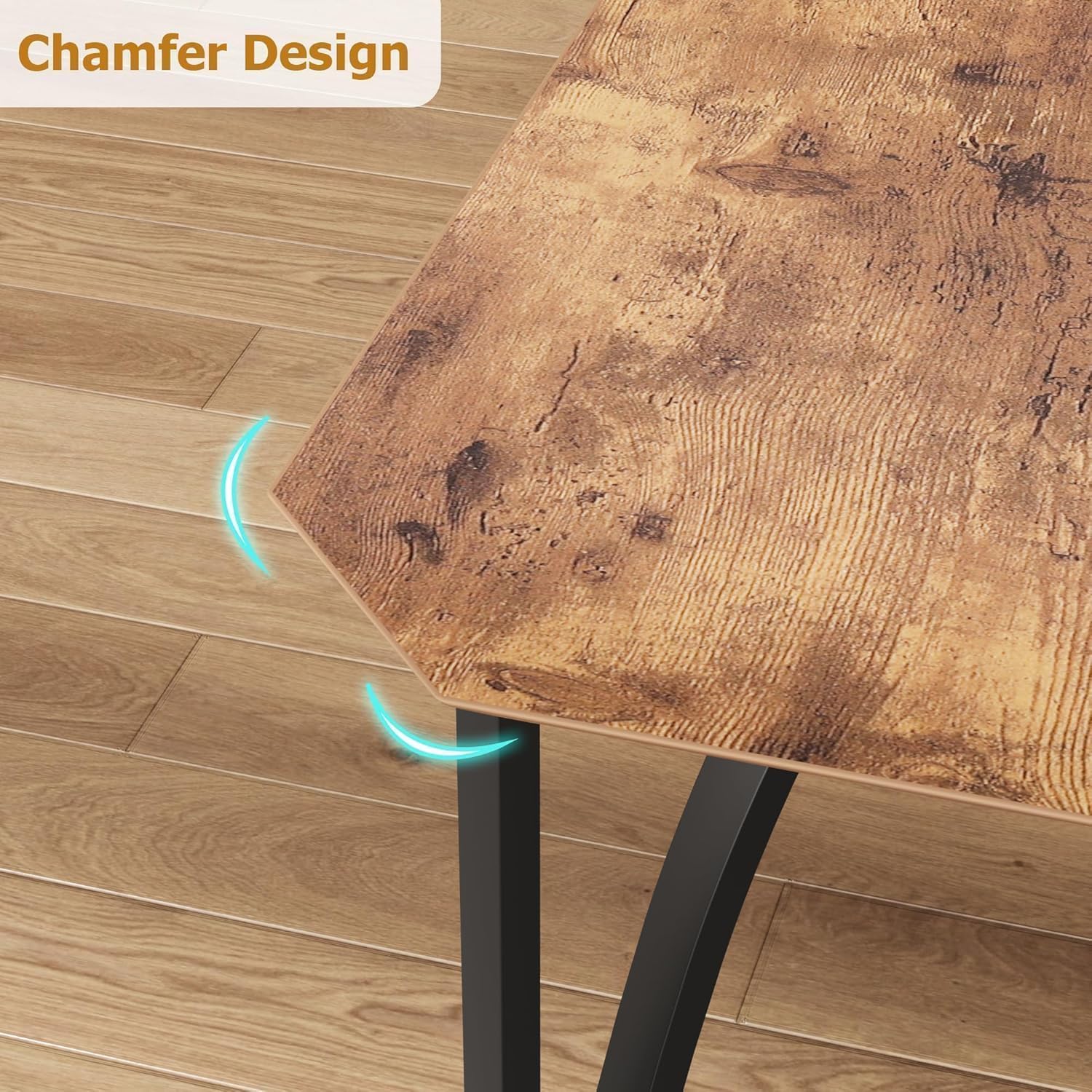 IDEALHOUSE Dining Table Set for 4, Kitchen Table Set of 4 with Upholstered Cushion Chairs, Dining Room Table Set with Kitchen Chairs, Easy to Assemble, Suitable for Apartment - (Rustic Walnut)