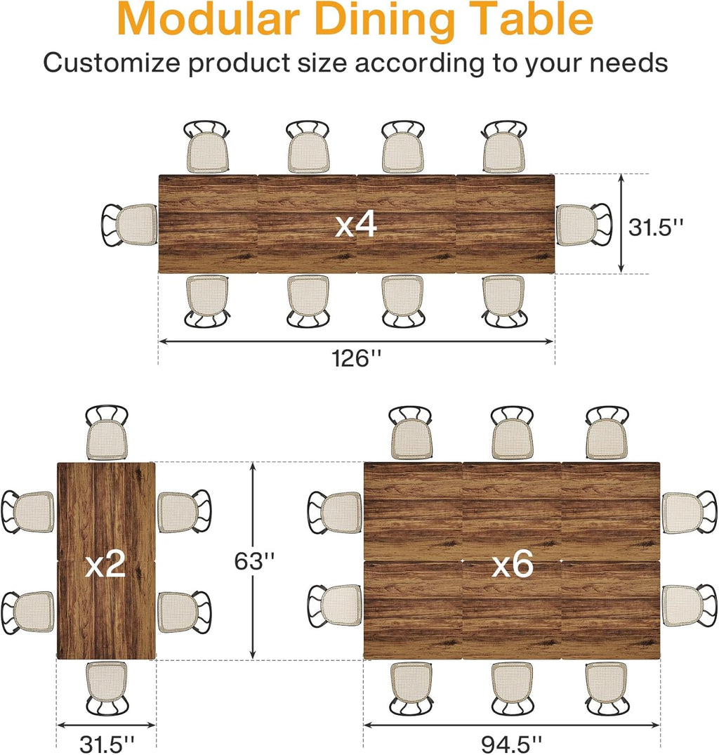 Tribesigns Square Commercial Dining Table Set of 4, 31.5' Heavy Duty Dinner Table with Metal Base, Wooden Kitchen Table for Restaurant, Cafe, Bakery, School, Apartment, Rustic Brown & Black