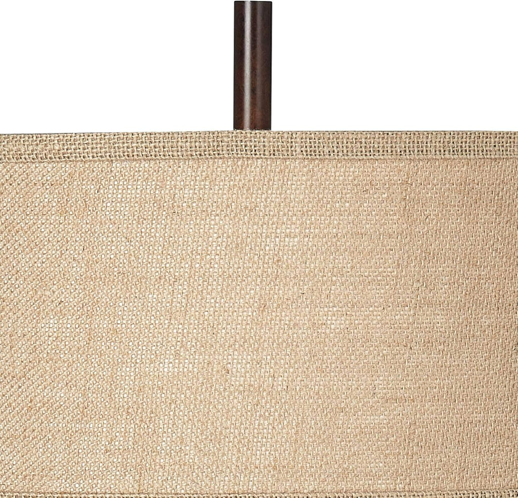 Franklin Iron Works Tremont Mid Century Modern Industrial Table Lamps 31.5' Tall Set of 2 Rich Bronze Iron Burlap Fabric Drum Shade for Living Room Bedroom House Bedside Nightstand Home Office