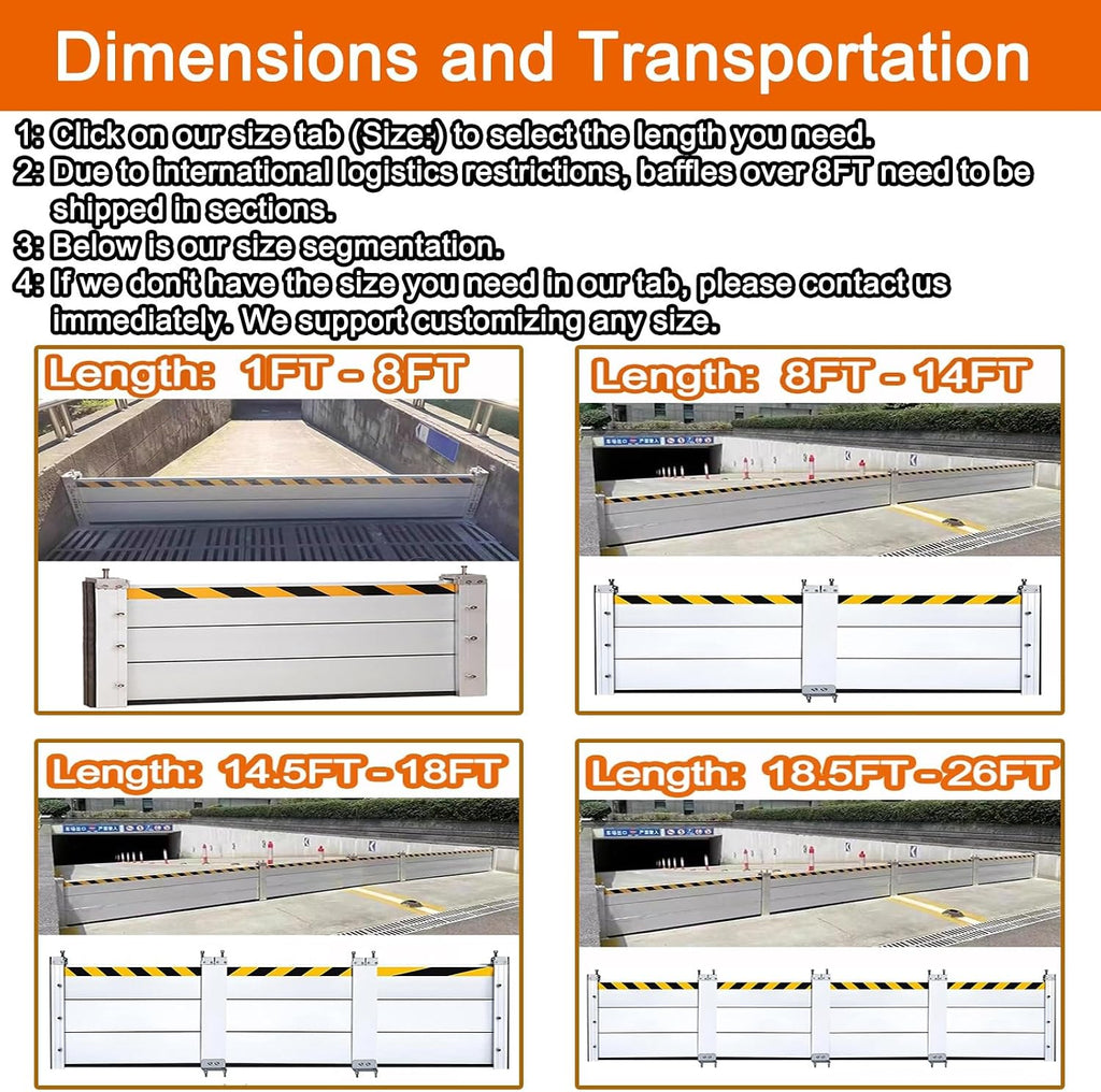 Water Flood Barrier Street Road Outdoor, 3/4/5/6/7/8/9/10/11/12/13/14/15/16/17/18ft Long Aluminum Threshold Anti-Flood Wall, Flood Baffle for Garage/Basement/Front Door/Driveway(H 1.3ft(40cm),17.5ft(5