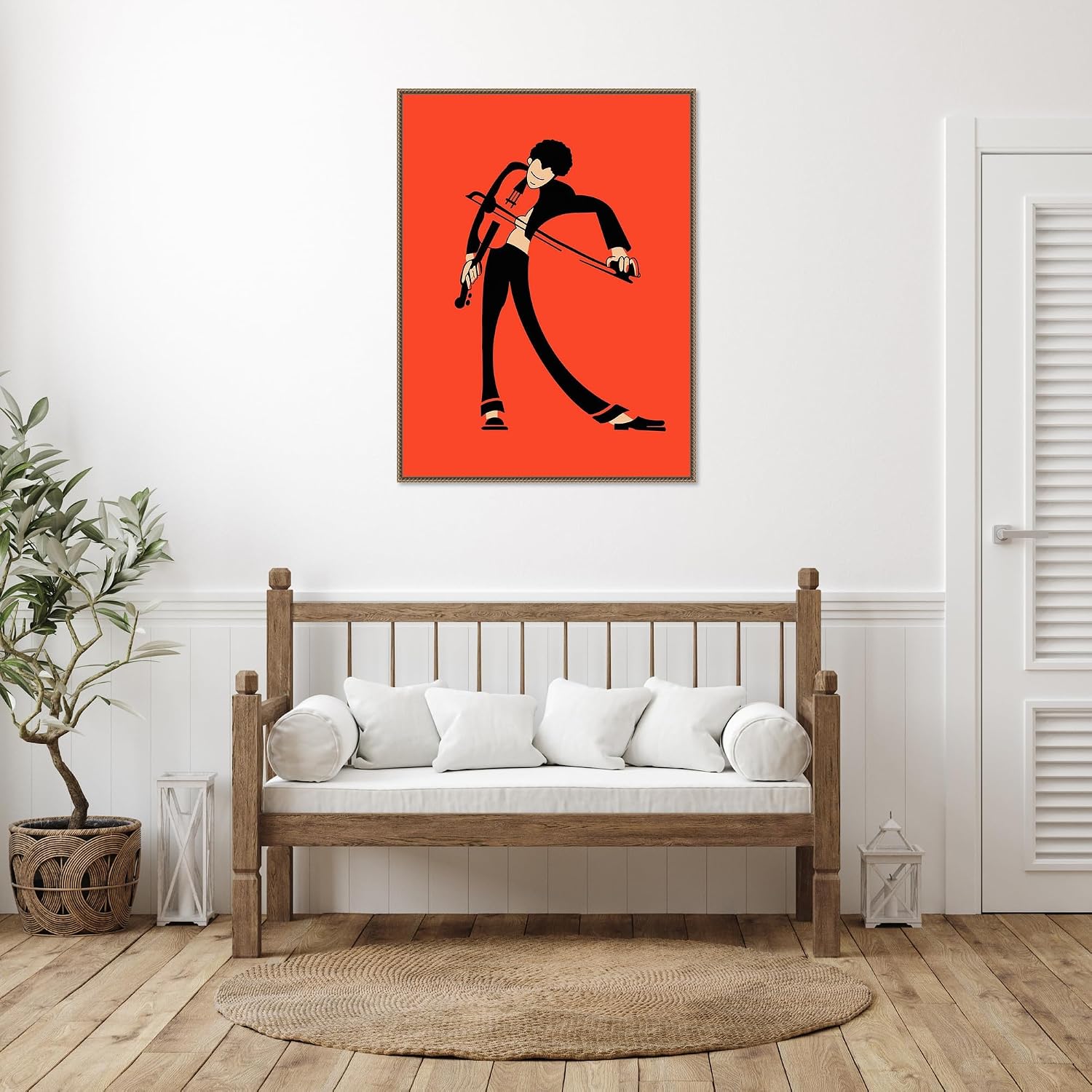 Amanti Art Framed Canvas Wall Art 42x32 The Violin by Mark Rogan, Framed Wall Art Canvas, Music Artwork, Traditional Decor, Oversize Poster Painting for Living Room, Bedroom, Bathroom, Kitchen,