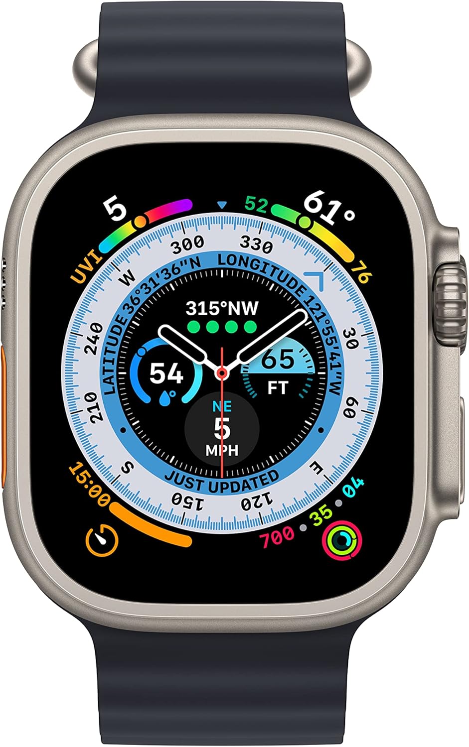 Apple Watch Ultra [GPS + Cellular 49mm] Titanium Case with Midnight Ocean Band, One Size (Renewed Premium)
