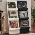 LELELINKY Wall Mount Vinyl Record Holder Set of 2 with 3 Tier Display Area, 47.5'' Tall Record Storage Magazine Holder, Book Shelf Holder Holds Up to 15 Vinyls Albums/CD for, Living Room, Music Room