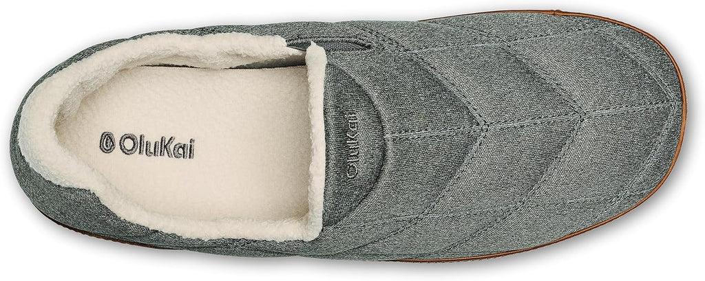 OluKai Puku'i Men's Fleece Slippers, Comfortable Activewear Slippers, Premium Full-Grain Leather & Jersey Knit, Drop-In Heel & All-Day Comfort