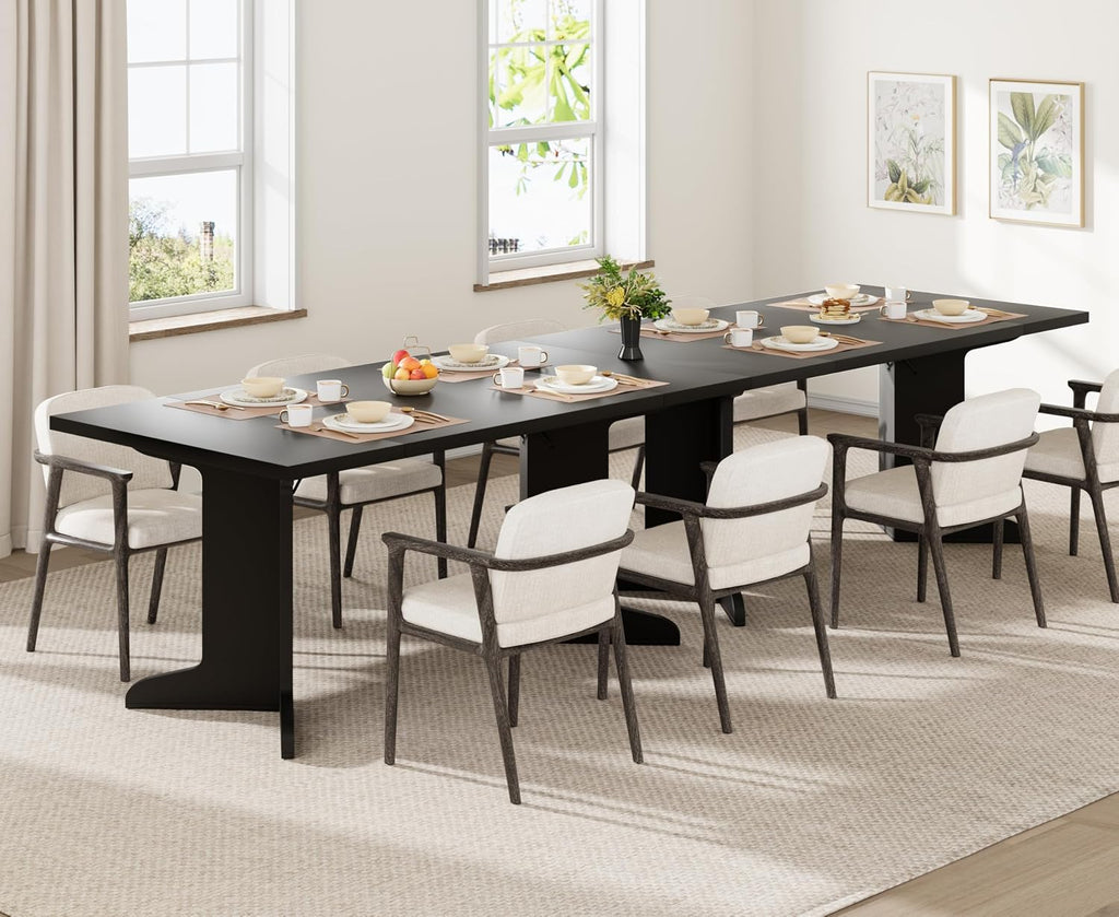 Garvee 71' Large Dining Table for 6 to 8 People, Modern Dinner Table with Unique Wooden Legs, Rectangle Dining Table for Kitchen, Dining Room & Living Room, Black