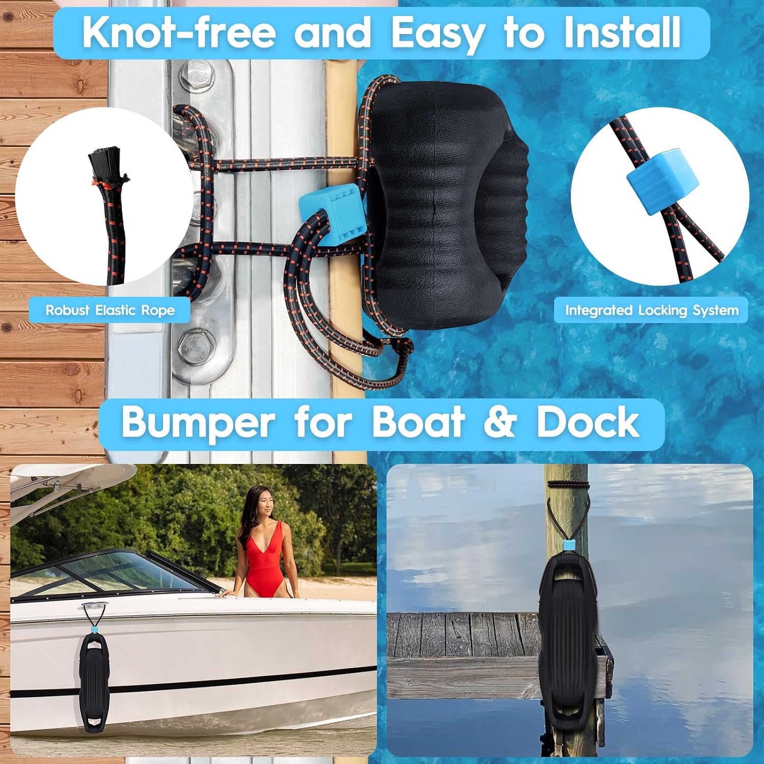 AWEMUFA Boat Fenders Easy to Install Bumper for Docking Ideal Fender for Pontoon, Bass, Jet Ski and Fishing Boats
