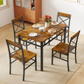 Zevemomo 5-Piece Dining Table Set, Breakfast Nook Table Set, Kitchen Table Chairs Set of 4, Small Dining Table Set for 4 X-Shaped Curved Backrest Chairs, for Small Spaces & Living Room-Rustic Brown