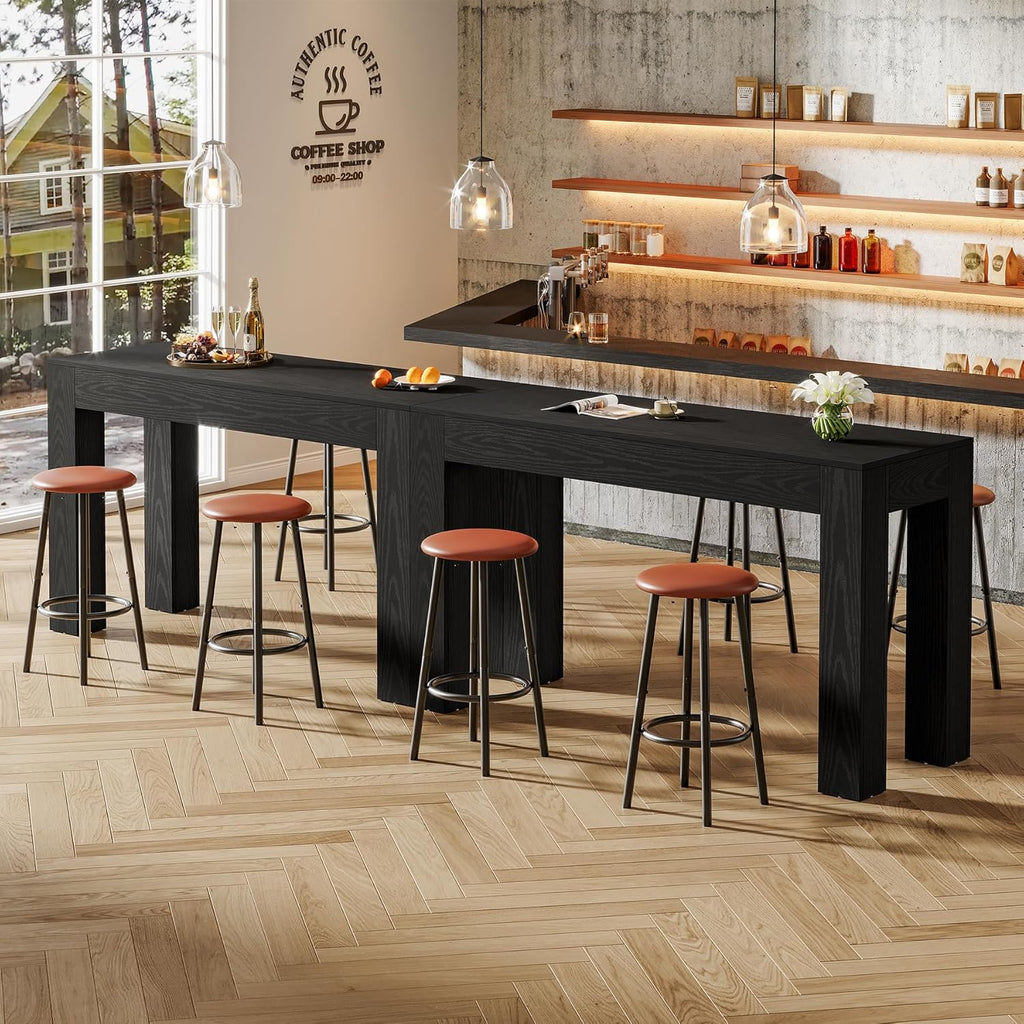 Tribesigns 63' Long Bar Table, Wooden Counter Height Table with 4 Legs, Rectangular Pub Table for Kitchen, Home Bar & Living Room, Rustic Brown (Black)