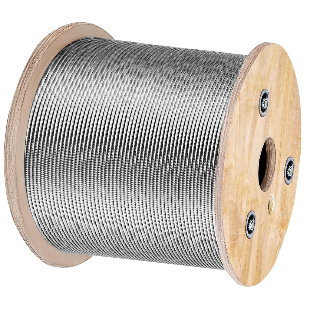 Happybuy Stainless Steel Cable 3/16'x 500ft, T304 Marine Grade Deck Cable Railing, 7x19 Strands Construction Braided Aircraft Cable for Deck Rail String Lights Hanging Porch Fence DIY Baluster