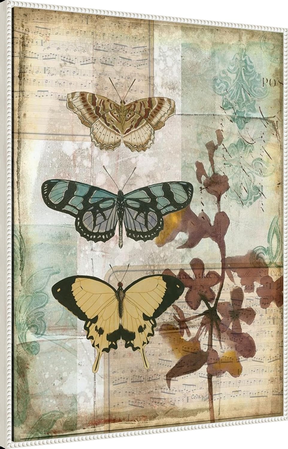 Amanti Art Framed Canvas Wall Art 42x32 Music Box Butterflies I by Jennifer Goldberger, Framed Wall Art Canvas, Animals Artwork, Traditional Decor, Oversize Poster Painting for Living Room, Bedroom,