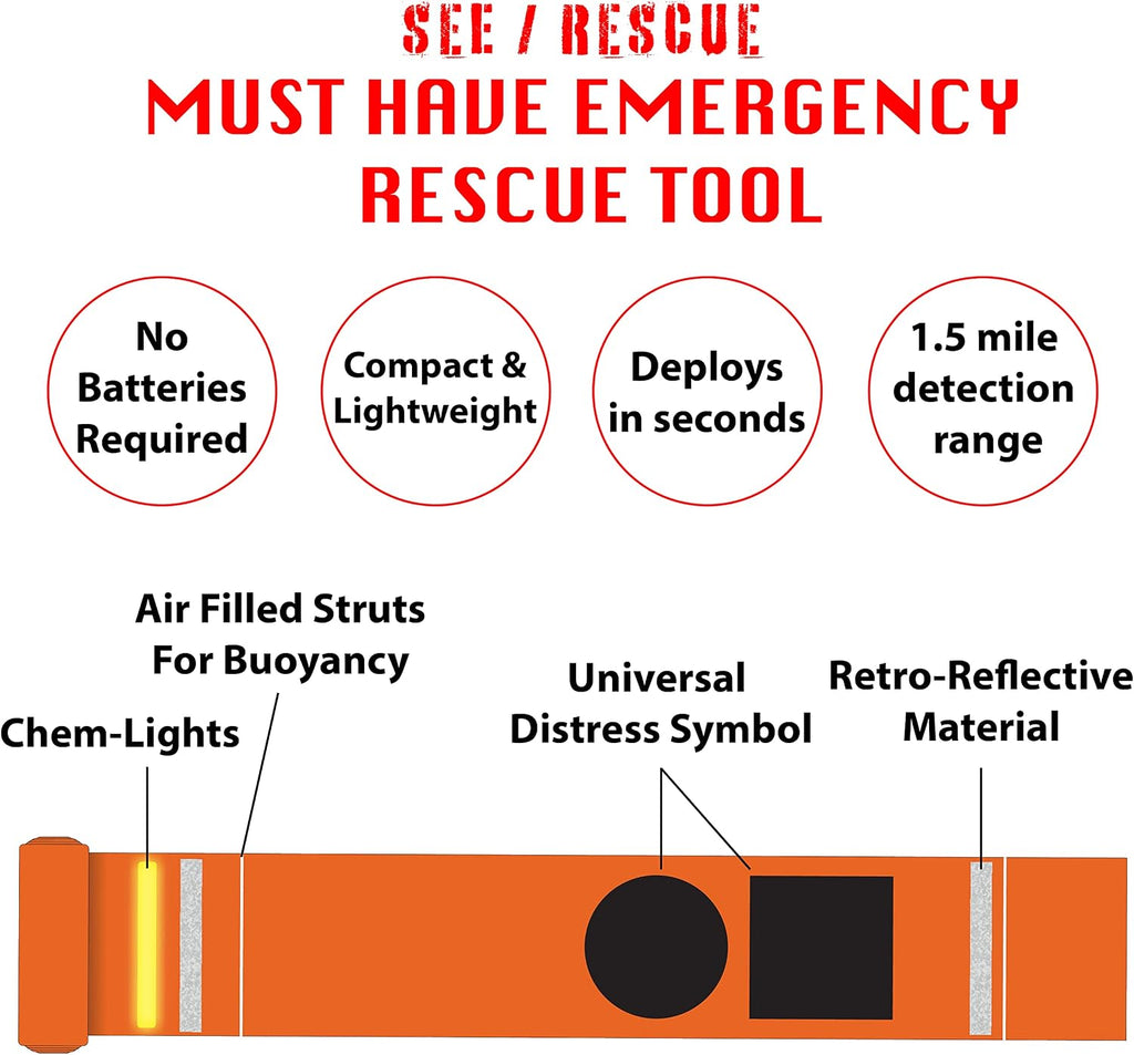 Streamer Survival Tool - The Easy to Use, Portable Rescue Device to Use on Land, Sea, or Snow, Day or Night When Lost or Stranded to Provide Continuous Visibility, Personal Lighted Streamer